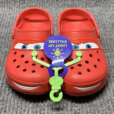 Lightning McQueen Light Up Crocs Disney Cars Red Kids Size 1 J1 209381-610 NEW • £79.13