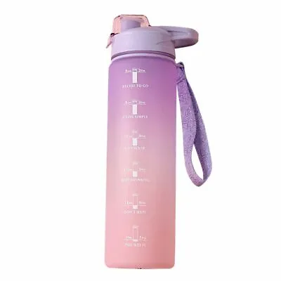 £7.49 • Buy Water Bottle Time Marker 1L Extra Large Motivational Gym Sport Bottle With Straw