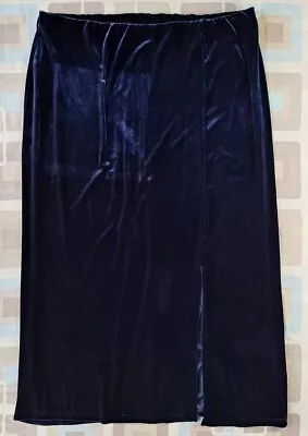 C&A Canda Midnight Blue Velvet Jersey Elasticated Midi Skirt - Size 24 • £2.50