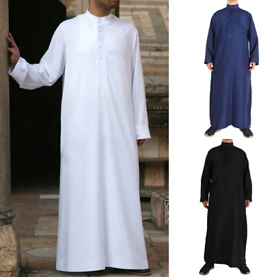 Thobe Dress Hajj Islamic Men Dishdash Arab Robe Jubba Kaftan Islamic Ramadan • £13.25