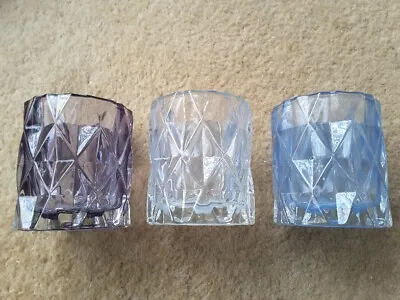 Yankee Candle Fractal Glass  Blues  Votive Holders - Set Of 3. • £15.99