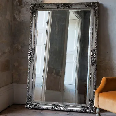 Hilton XL Extra Large Ornate Frame Leaner Wall Mirror Antique Silver 175 X 114cm • £249