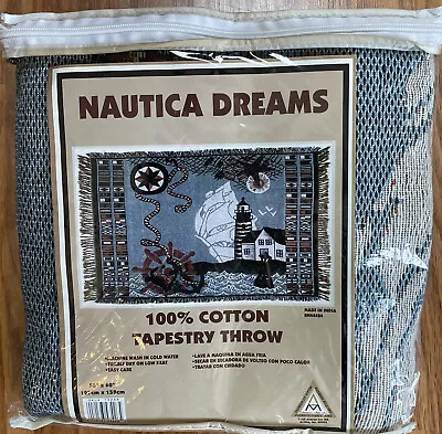 American Mills Inc. Nautica Dreams Tapestry Throw Blanket 50”X 60” • £25.06