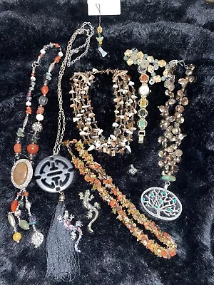 Large Lot Of Bohemian/Asian Jewelry Natural Stone Shell Jade Metal Multicolor • $80