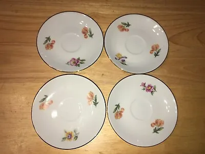 Vintage Set Of 4 Kahla Floral Porcelain Demitasse Saucers Made In East Germany • $20