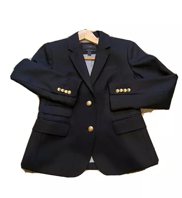 J. Crew Schoolboy Wool Single-Breasted Blazer Jacket Black Size 2P Petite • $69.31