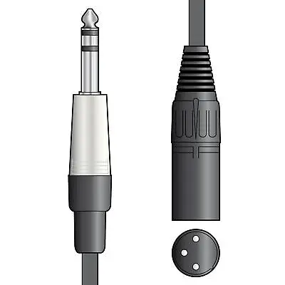 Chord Classic 6.35mm 1/4  Jack Plug To 3 Pin XLR Male Stereo TRS Balanced • £6.92