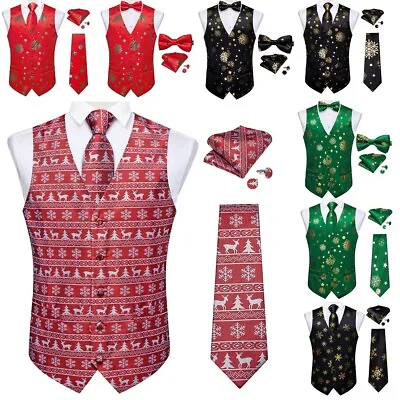 Mens Christmas Men's Suit Vest Christmas Holiday Party Pattern Vest Square Vest  • $22.99