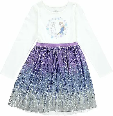 Disney Frozen Elsa And Anna Girls' Long Sleeve Tutu Dress With Sequins Frozen... • $19.99