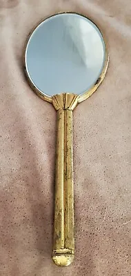 Antique Marie Antoinette French Mirror / Vintage Hand Mirror GIlded Gold Patina • $75