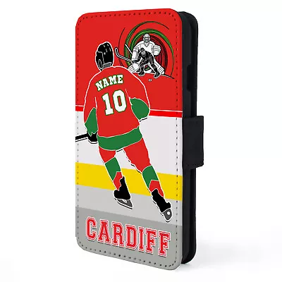 Cardiff Ice Hockey IPhone Case Personalised Flip Phone Cover Mens Dad Gift • £12.95