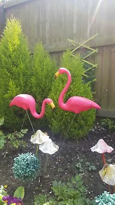Garden Ornament Pond Pink Flamingo Plastic 76 Cm Pair 2 Party Decoration  • £11.75