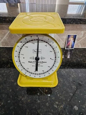 Vintage Sears Kitchen Scale Model 1906 Yellow Steel 25 Lb Capacity Working • $35