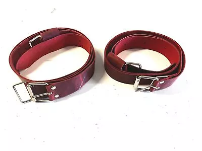 Genuine Leather Luggage Rack Straps Trunk Rack Straps For Vintage Cars  Red • $89.90