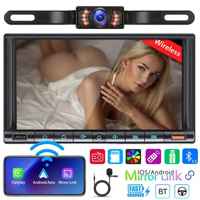 7  Double Din Car Stereo Apple/Android CarPlay Radio Touch Screen Bluetooth+CAM • $69.59