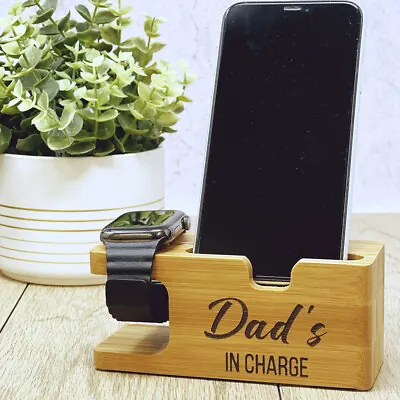 Charging Station For Apple Watch And IPhone Personalised Bamboo Docking Station • £19.99