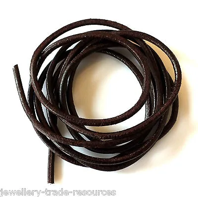 BROWN 100% NATURAL 1.3mm LEATHER CORD THONG THREAD NECKLACE & JEWELLERY • £2.40