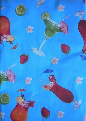 $12.99 • Buy New Summer Fun Vinyl Tablecloth TROPICAL DRINK Theme 52 X 70  & 90  60  Round
