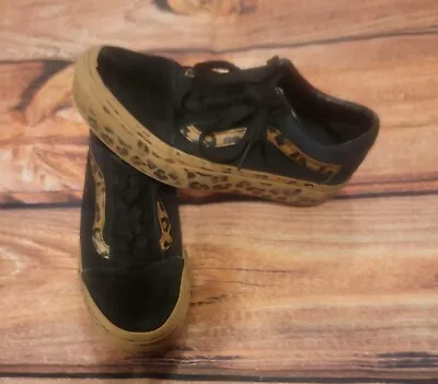 Vans Leopard Black Womens Shoes Sz 7 Guc • $19.99