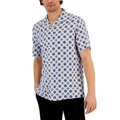 Club Room Mens Silk Blend Collared Short Sleeve Button-Down Shirt BHFO 1196 • $9.99