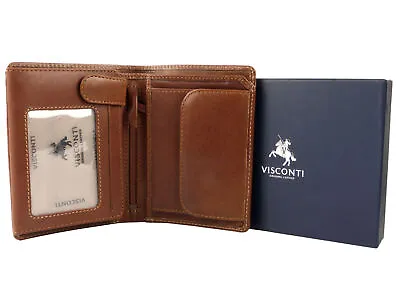 Mens Vicenza Italian Leather Wallet In Tan By Visconti Gift Boxed Sylish • $49.41