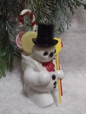 Vtg 1950’s Plastic Rosbro Rosen Snowman W/3D Broom & Shovel Candy Container  • $39.99