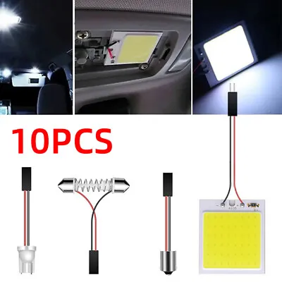 10Pcs 48SMD COB White LED T10 BA9S Car Interior Panel Light Dome Map Lamp Bulbs • $13.47