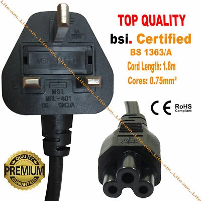 £6.49 • Buy UK Power Cable Cord Mains Lead Wire Clover Leaf For Advent AC Adapter Charger