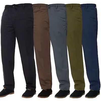 Kruze Rugby Trousers Mens Elasticated Waist Casual Smart Work Pants All UK Sizes • £16.99