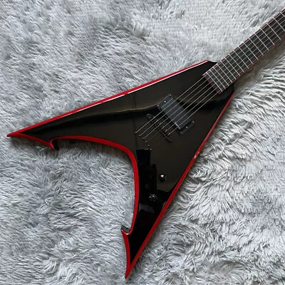 Custom Black V Shape Electric Guitar Red Binding Black Hardware H Pickup Solid • $236