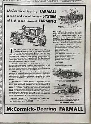 1930 Newspaper Ad For McCormick Deering Farmall - System Of Power Farming • $3.46