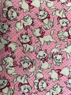Disney Aristocats Marie Pink White Cotton Quilting Mask Fabric Sold By 1/2 Yard  • $9.95