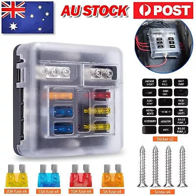 6 Way Blade Fuse Box Block  12V 32V Holder LED Indicator Car Auto Boat Marine AU • $29.99