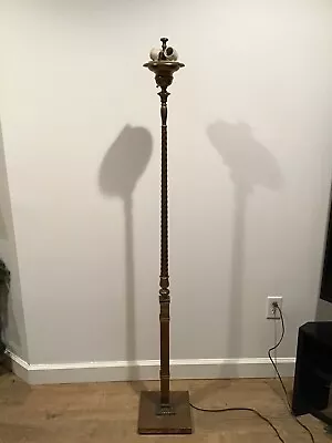 Antique Vintage Herco Art Mfg Brass Floor Lamp 4-Light 63  Twist Pole 3-way • $749.95