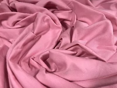 Cotton Spandex Stretch Single Jersey Fabric Per Metre - Plain - Pink • £5.99