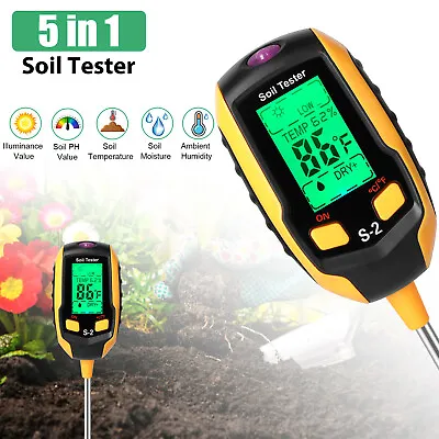 5 In 1 PH Tester Soil Water Moisture Light Test Meter For Garden Plant Growth • $18.48