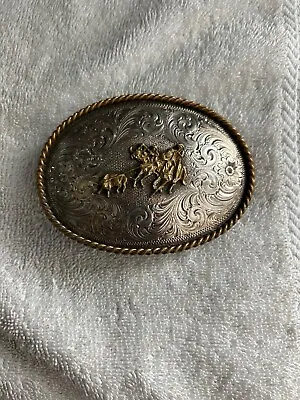 Montana Silver Smith Belt Buckle Horses Cowboy Roping • $49.99