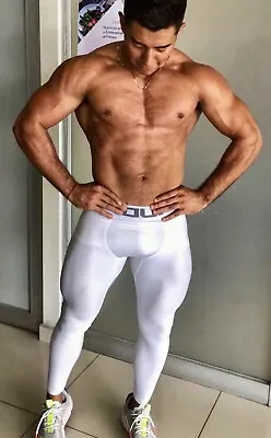 Men's Jock Under Armour Spandex Tights Compression Pants White Large L • $22.10