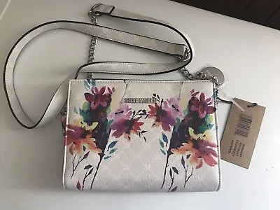 STEVE MADDEN Floral Crossbody Chain Handbag White Watercolor Print NWT • $42