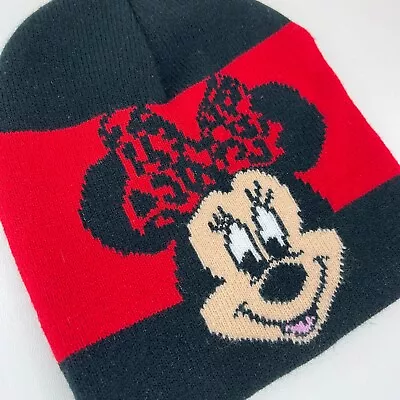 Minnie Mouse Winter Hat Kids Junior Black Red Acrylic Knit Cap • $6