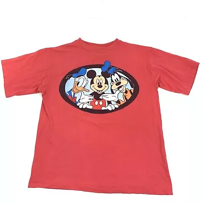 Vintage 90’s Disney Mickey Unlimited Red T Shirt Goofy Donald Size XL #8409 • $23.74