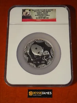 2012 China 5 Oz Proof Silver Mint Medal Panda Ngc Pf69 Ana Philadelphia Show • $299