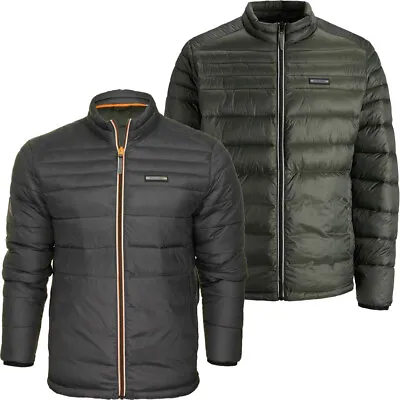 Jack & Jones Mens Puffer Jacket Full Zip Nylon Jacket Coat Funnel Neck Asphalt • £19.99