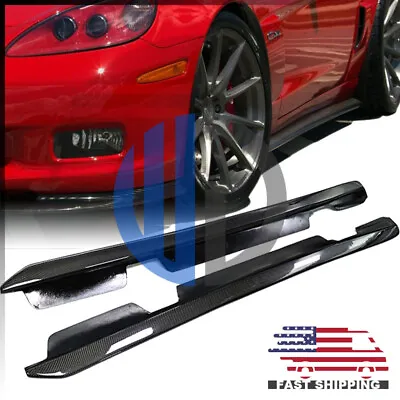 For 2005-2013 Chevy Corvette C6 Coupe W Style Carbon Fiber Side Skirt Skirts • $428.88