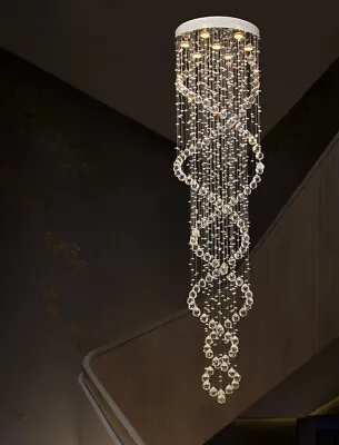£154.99 • Buy Aglow INT®  Modern 7 Light Double Spiral Ceiling Pendant,K9 Crystal Raindrops 