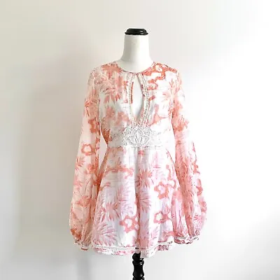 ALICE MCCALL Cotton Silk Bird Floral Romantic Blouson Playsuit Sz 8 | Ex Cond • $75