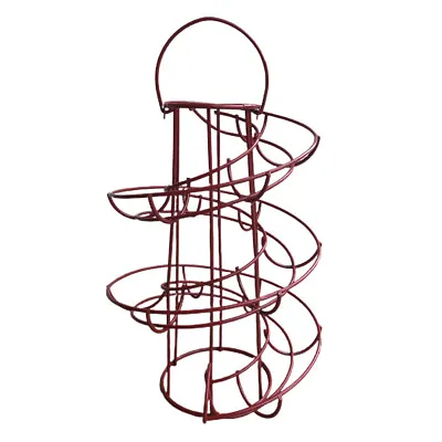 Modern Iron Egg Skelter Holder Wire Rack Dispenser Stand Up To 24 Eggs Red • £18.23