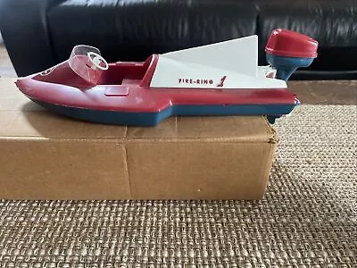 Vintage AC Fire-Ring 1 Toy Speed Boat 12  Long  With Outboard Motor • $40