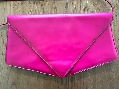 CHARLES JOURDAN Paris France Leather Envelope Purse Crossbody Pink Disco • $36