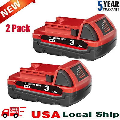 2x For Milwaukee 48-11-1820 M18 Compact Lithium-ion 3.0Ah Cordless Tool Battery • $32.29